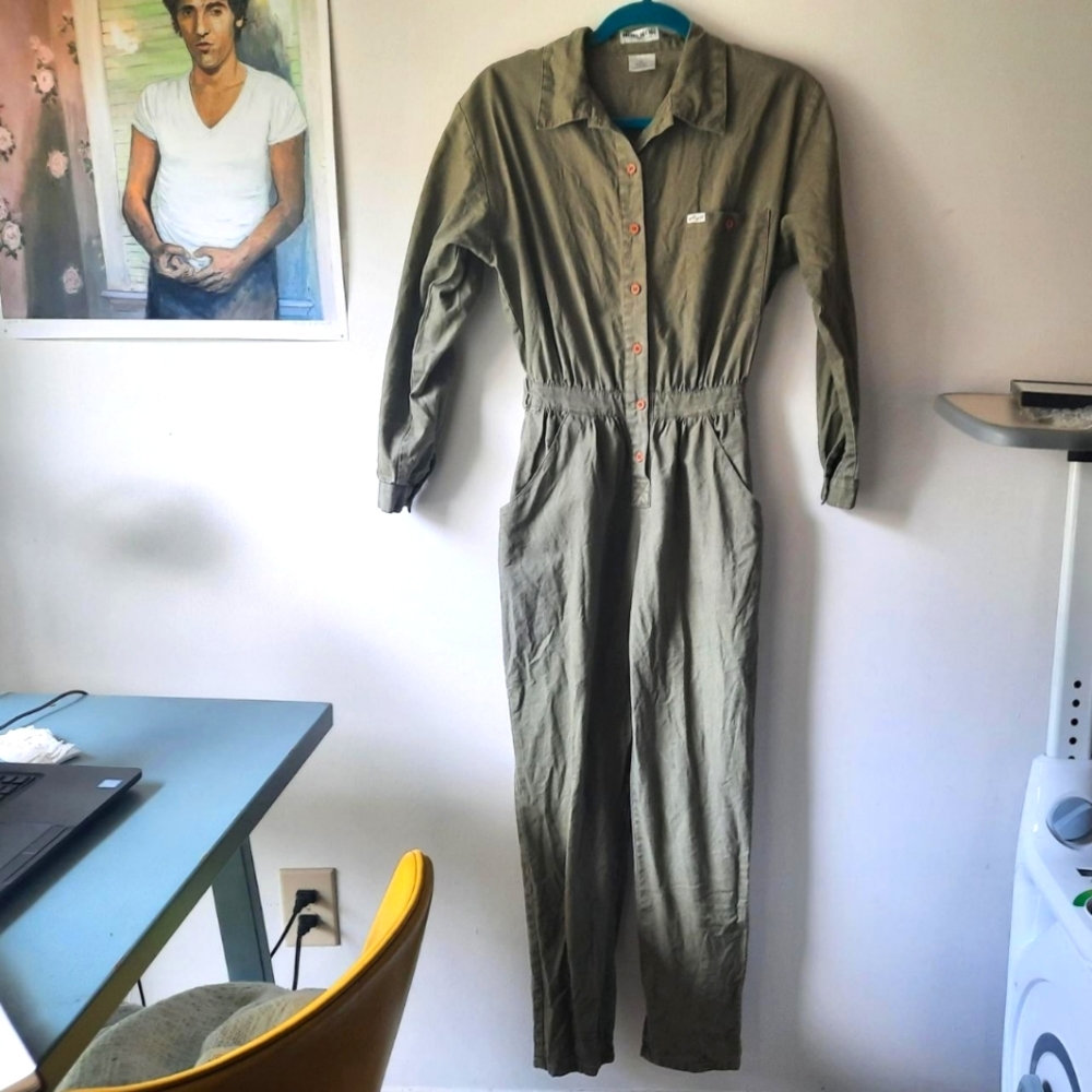 Authentic Vintage 80s long-sleeved tapered leg workwear jumpsuit